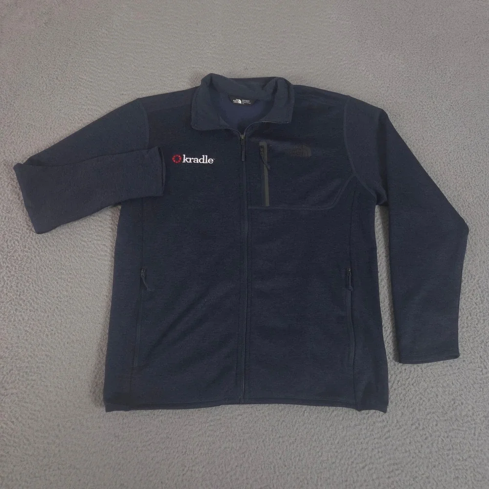 The North Face Jacket Mens L Navy Skyline Full-Zip Fleece Kradle Logo Pocket